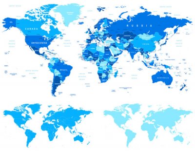 Fotobehang Patroon met blauwe wereldkaart