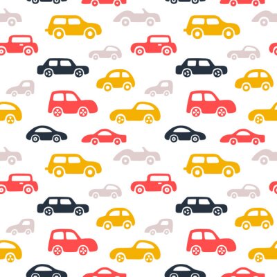Fotobehang Patroon met kleurrijke auto's