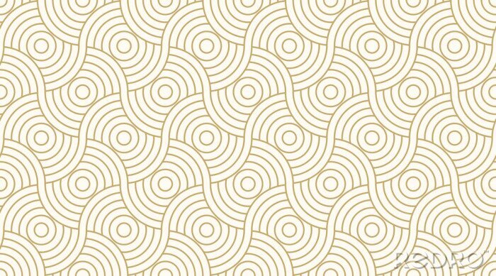 Fotobehang Patroon naadloze cirkel abstracte golf achtergrond streep gouden luxe kleur en lijn. Geometrische lijn vector.