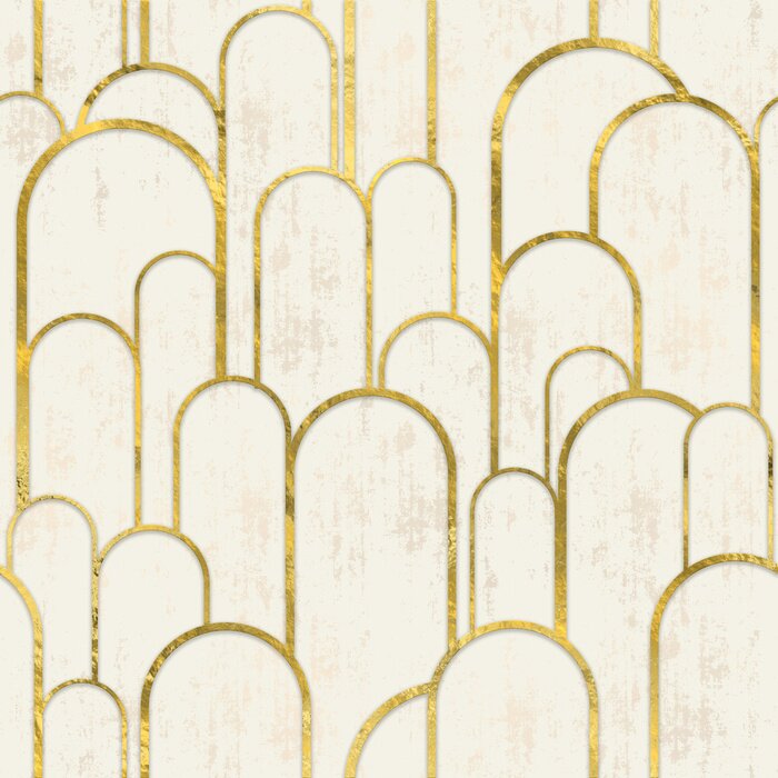 Fotobehang pattern archway gold and white