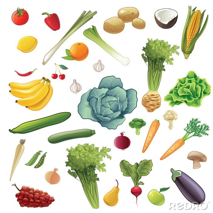 Fotobehang Pictogrammen van groenten