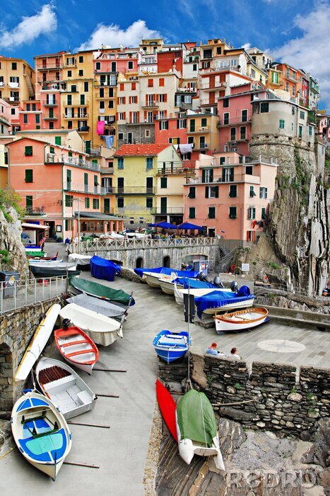 Fotobehang picturale Italië - Monarolla vissersdorp, Cinque terre