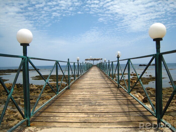 Fotobehang Pier met lampen