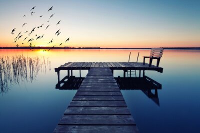 Fotobehang Pier op een kalm meer
