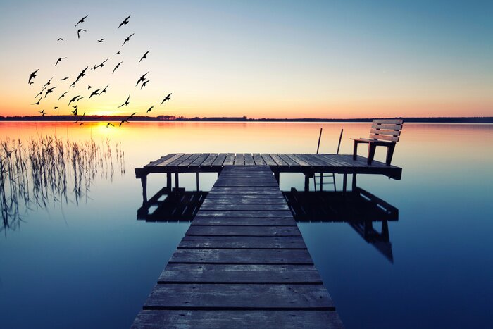 Fotobehang Pier op een kalm meer