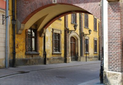 Fotobehang Pijarska Straat in de oude stad in Krakau