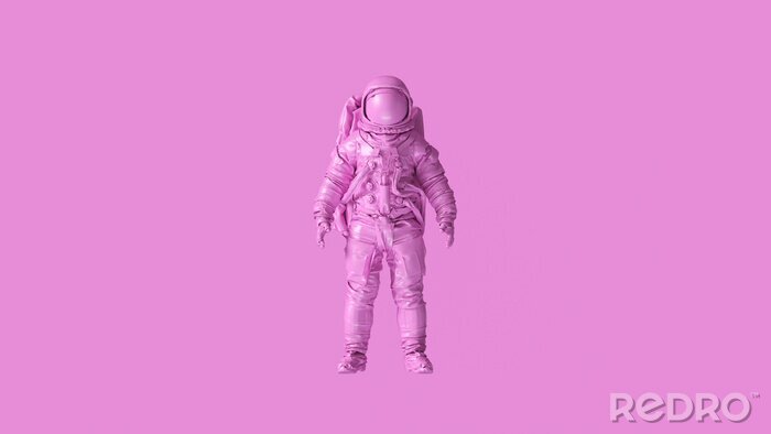 Fotobehang Pink Spaceman Astronaut Cosmonaut 3d illustration 3d render