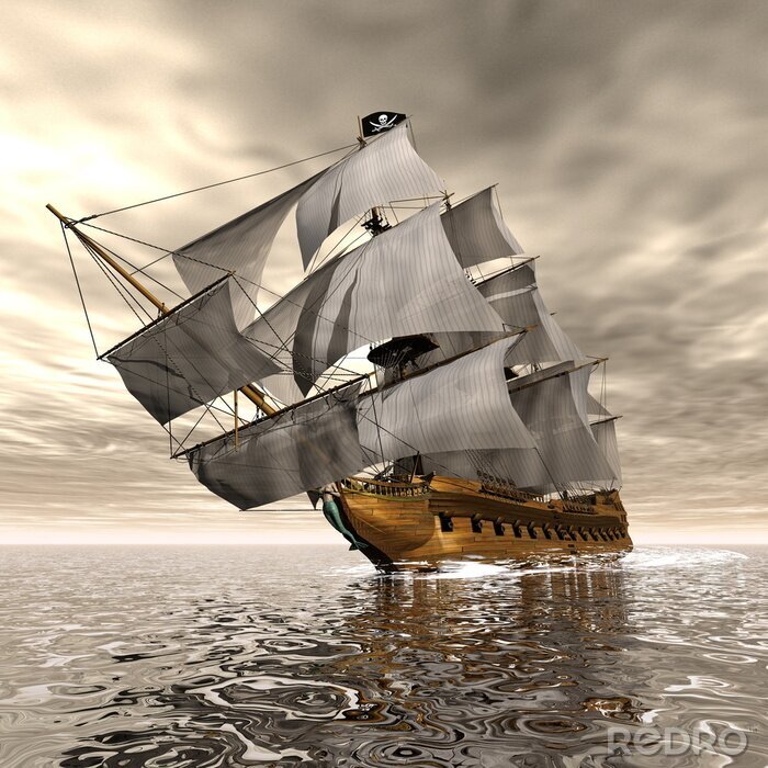 Fotobehang Pirate Ship - 3D render
