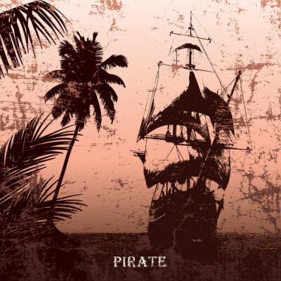 Fotobehang Piraten op het eiland Vinatge