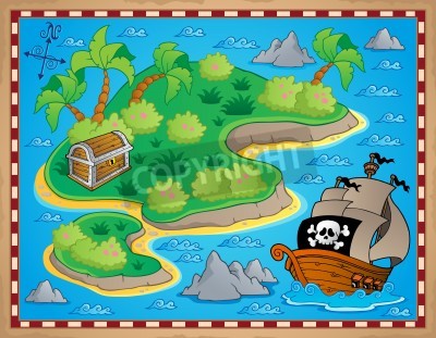 Fotobehang Piratenschip kaart