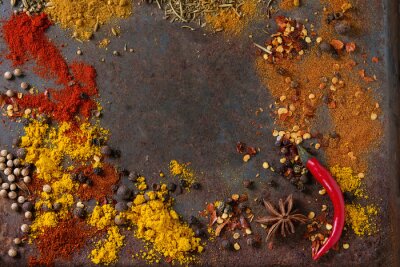 Fotobehang Pittige achtergrond met chili pepers