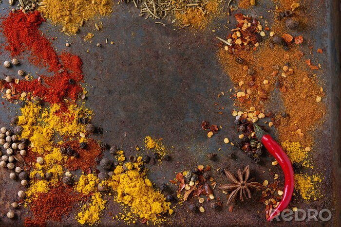 Fotobehang Pittige achtergrond met chili pepers