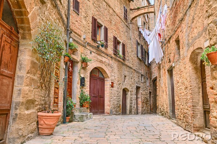 Fotobehang pittoreske hoek in Volterra, Toscane, Italië