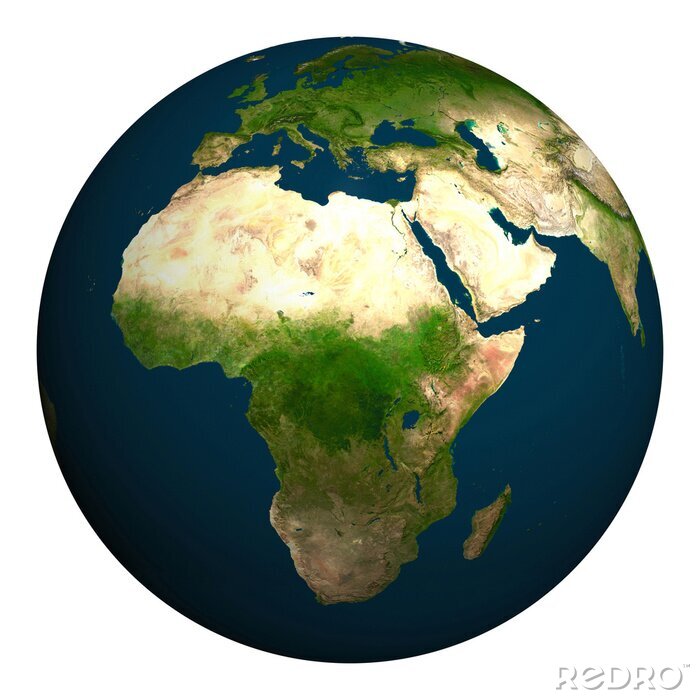 Fotobehang Planeet aarde. Afrika, deel van Europa en Azië.
