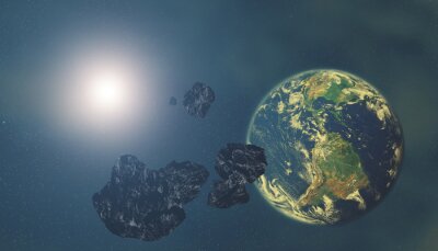 Fotobehang Planeet Aarde en de zon