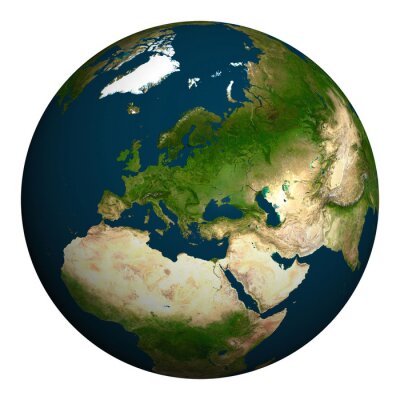 Planeet aarde. Europa, een deel van Azië en Afrika.