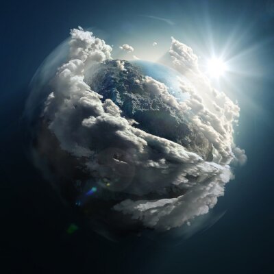 Fotobehang Planeet Aarde in de wolken