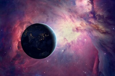 Fotobehang Planeet en roze heelal
