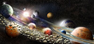 Planeten en asteroïden in het zonnestelsel