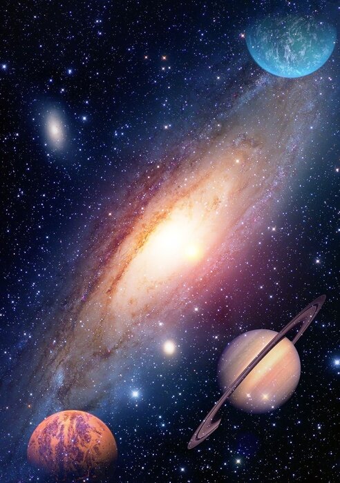 Fotobehang Planeten en sterrenstelsels in de kosmische hemel