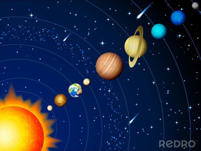 Fotobehang Planeten en zon op één lijn