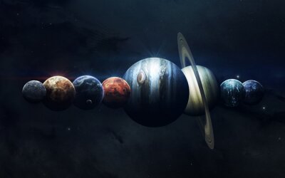Planeten op volgorde gerangschikt