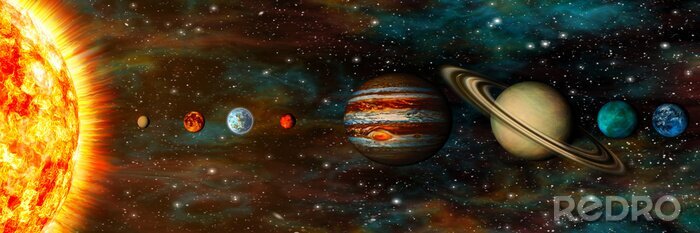 Fotobehang Planeten van het zonnestelsel en de sterrenhemel