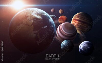 Fotobehang Planeten van het zonnestelsel verlicht door de zon