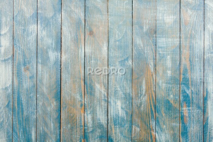 Fotobehang Planken met blauwe verf