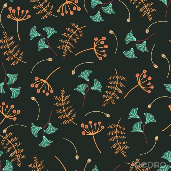 Fotobehang Planten op een donkere achtergrond