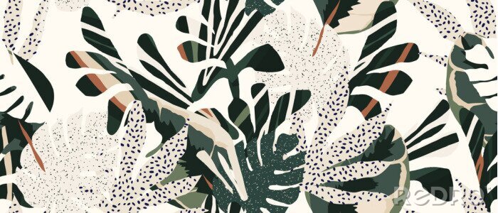 Fotobehang Plantenpatroon in moderne abstracte stijl