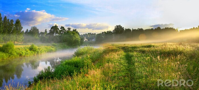 Fotobehang Plattelandslandschap in de ochtend