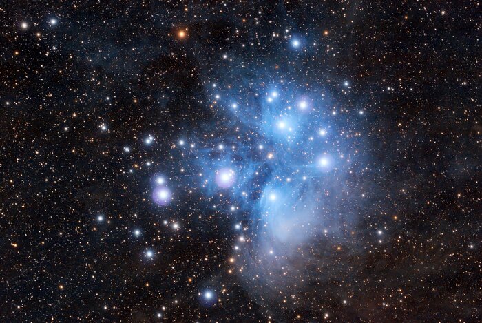 Fotobehang Plejaden en galaxy