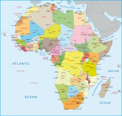 Fotobehang Politieke kaart van Afrika