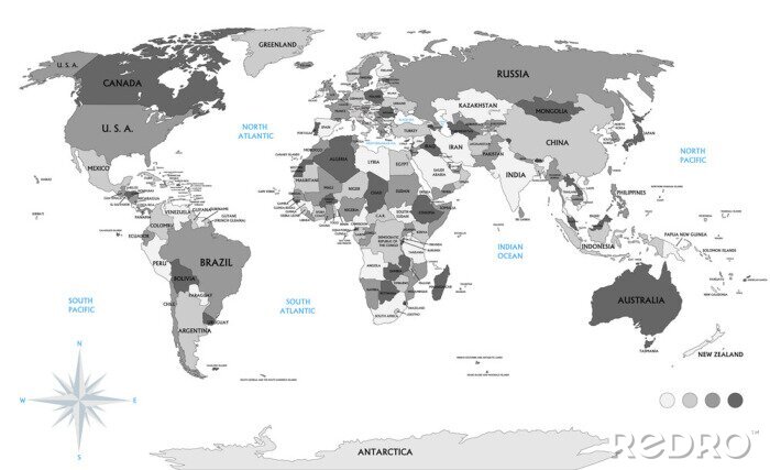 Fotobehang Politieke kaart van de wereld