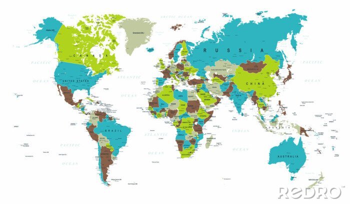 Fotobehang Politieke kaart van de wereld