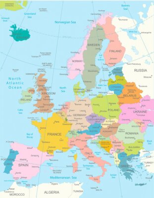 Fotobehang Politieke kaart van Europa