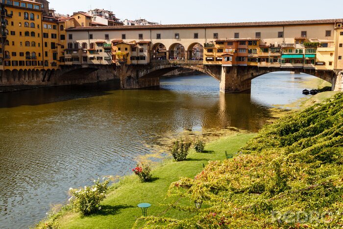 Fotobehang Ponte Vecchio Brug over de rivier de Arno in Florence bij Morning, ik