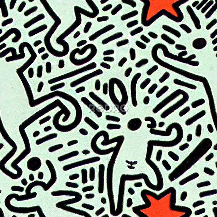 Fotobehang Pop-art in Haring-stijl