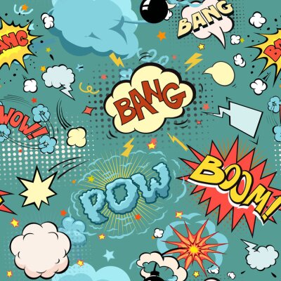 Fotobehang Pop-art tekstballonnen en sterren