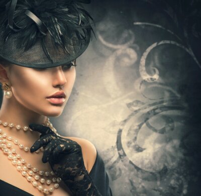 Fotobehang Portret van een vrouw in retrostijl