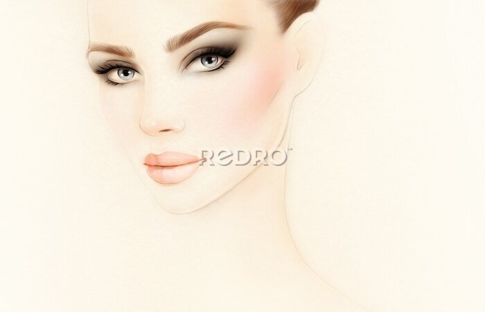 Fotobehang Portret van een vrouw tegen een lichte achtergrond