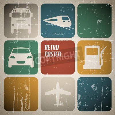 Fotobehang Poster met trein motorisatie