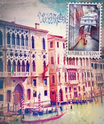 Fotobehang Postkaart van Venetië