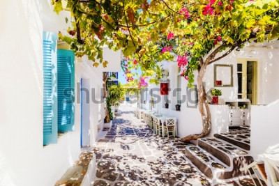 Fotobehang Prachtige straat op het eiland Paros, Griekenland