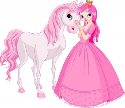 Fotobehang Prinses met een paard