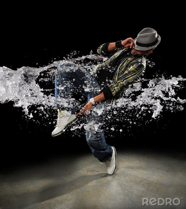 Fotobehang Professionele danser met abstractie