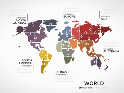Fotobehang Puzzel wereldkaart
