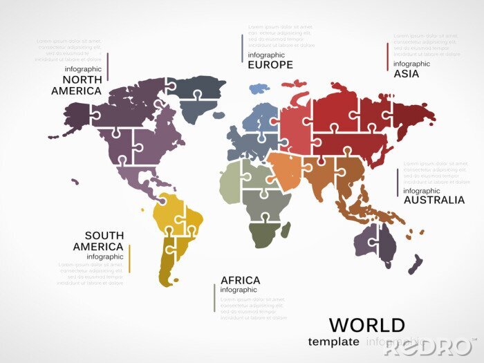 Fotobehang Puzzel wereldkaart