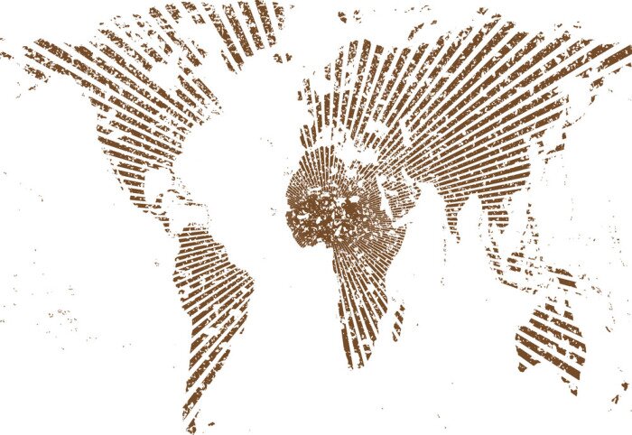 Fotobehang Radiale wereldkaart